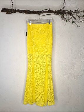 bebe Yellow Lace Maxi Skirt